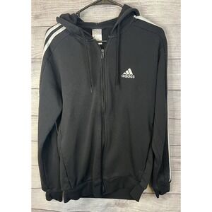 Adidas Men's  Black Full Zip Hoodie Pockets Athletic Sports Size Small